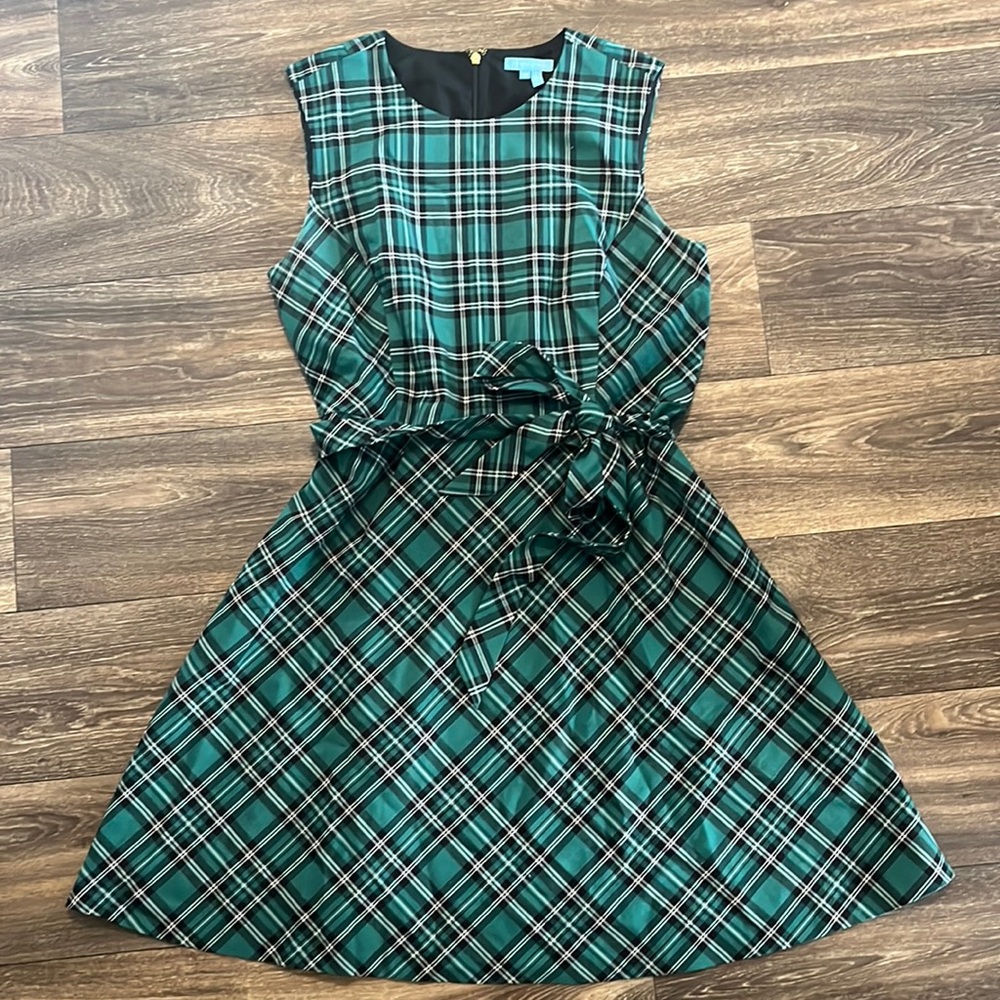 Draper James Green Plaid Holiday Dress